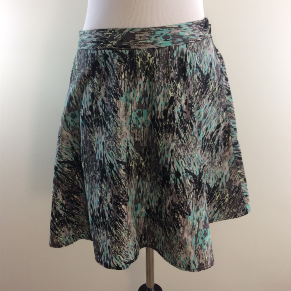 Hinge Turquoise Gray Black Full Skater Skirt